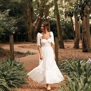 Mable Petal & Pup White Eyelet Maxi Dress Tie Shoulder